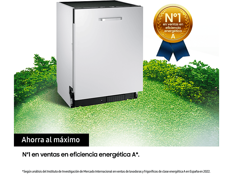 Lavavajillas integrable - Samsung DW60M6050BB/EO, 14 servicios, 7 programas, 59.5 cm, Función Higiene, Configuración Flexible, Sin Panelar