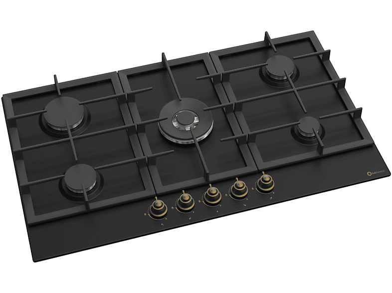 Placa de gas - Solthermic BL042, 5 zonas, 86 cm, Negro
