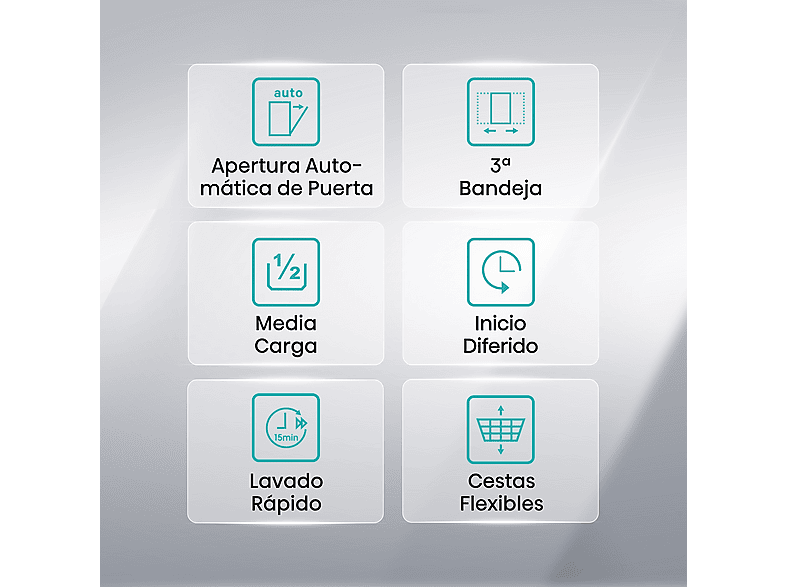 Lavavajillas - Hisense HS623D10X, 14 servicios, 7 programas, 60 cm, Media Carga, Tercera bandeja, Inox