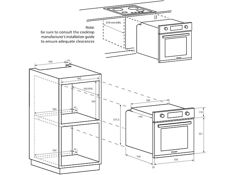 Horno - Candy Idea FIDC X625 L, Multifunción, Aquálisis, 60cm, 70 L, 8 funciones, Display con timer touch, Guía telescópica, Inox
