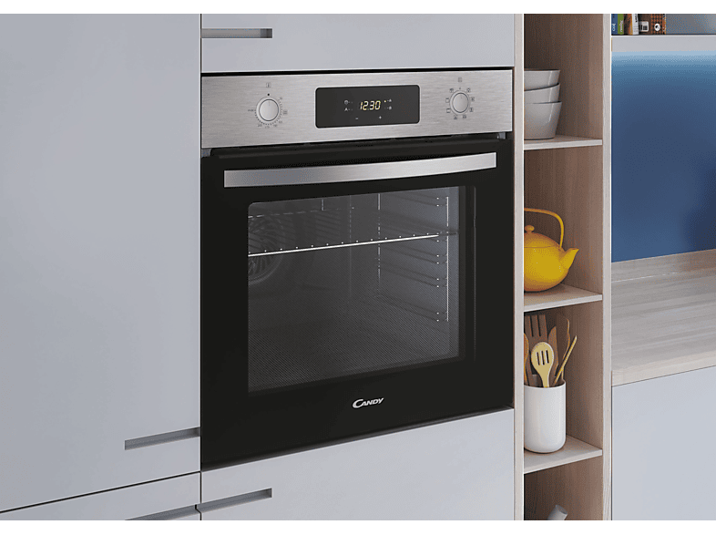 Horno - Candy Idea FIDC X625 L, Multifunción, Aquálisis, 60cm, 70 L, 8 funciones, Display con timer touch, Guía telescópica, Inox