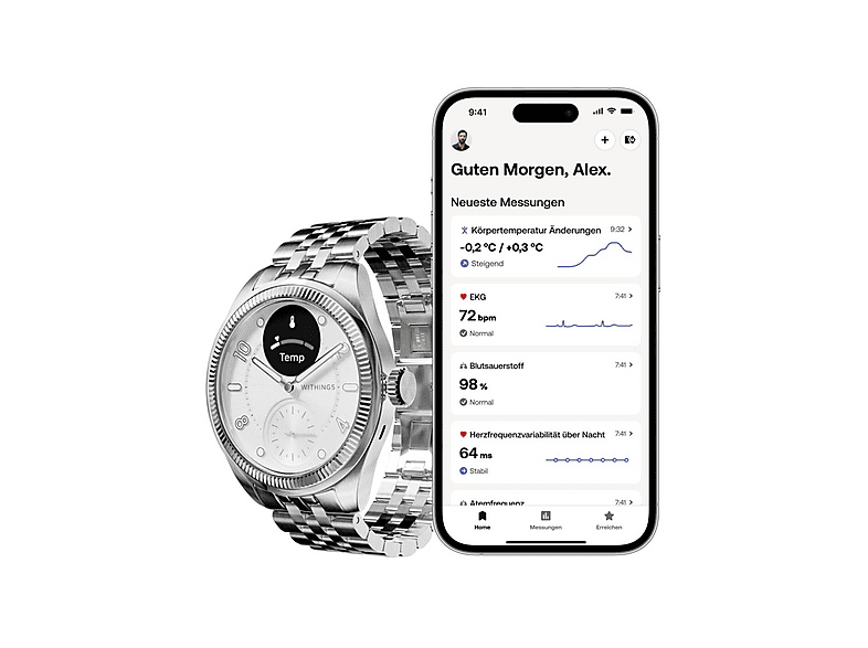 Smartwatch - Withings WI-HWA10-MODEL10, Acero inoxidable, Gris