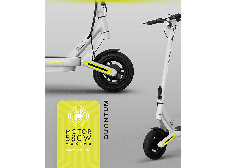 Patinete electrico - Olsson QUANTUM GREY, Pot. máx. 580 W, Carga máx. 120 kg, 38 km autonomía, 10000 mAh, Gris
