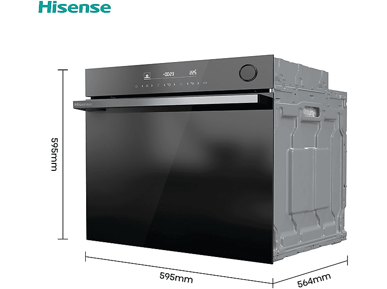 Horno a vapor - Hisense BSA66346PBG, Multifunción, Pirolítico, 77 l, WiFi, Cocción simultánea, Modo Air Fry, 56.4 cm, Negro