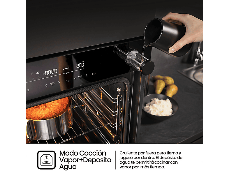 Horno - Hisense BSA66346ADBGWIFI, Multifunción, Hidrolítico, 77 l, 59.5 cm, Doble Grill, Air Fry, Negro