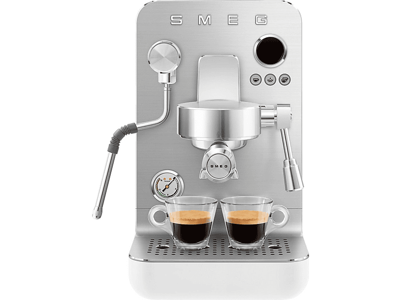 Cafetera espresso - Smeg EMC02WHMEU, 15 bar, 1700 W, 2 tazas, Blanco mate