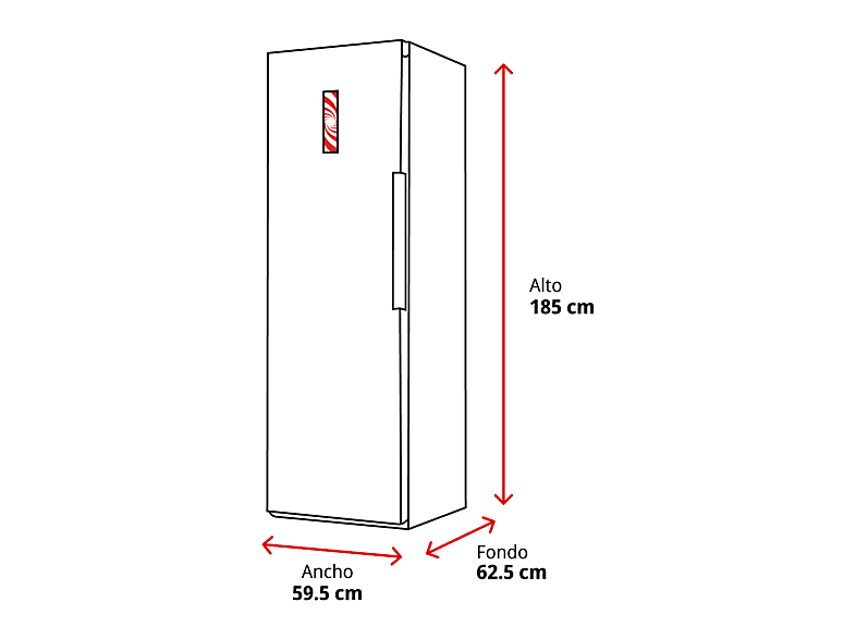 Congelador vertical - Jocel JCV282NFI, Independiente, 282 l, Total No Ice, -18ºC, 185 cm, Inox