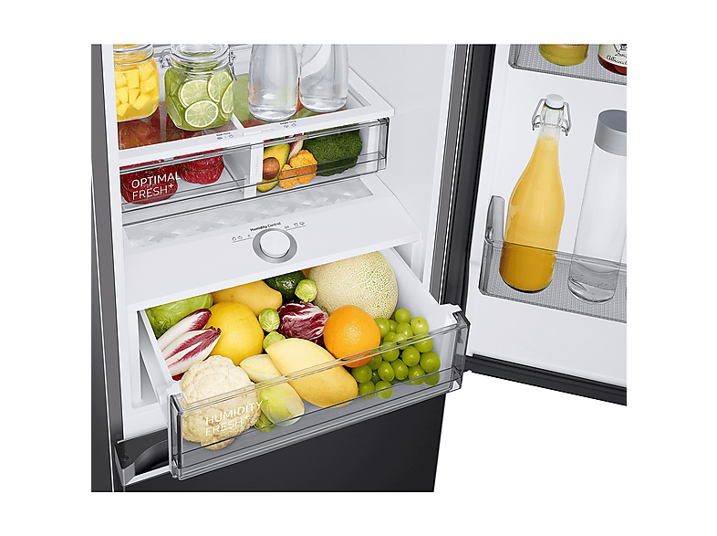 Frigorífico combi - Samsung BESPOKE Smart RB38C7B6A22/EF, No Frost, 203 cm, 387l, Twin Cooling Plus™, Metal Cooling, WiFi, Negro