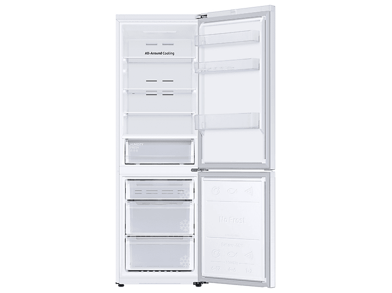 Frigorífico combi - Samsung SMART AI RB34C600CWW/EF, No Frost, 185.3 cm, 344l, All Around Cooling, WiFi, Blanco