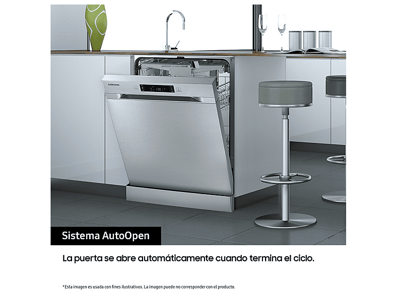 Lavavajillas - Samsung DW60A6092FS/ET, 14 servicios, 7 programas, 59.5 cm, Función Higiene, Configuración Flexible, Inox