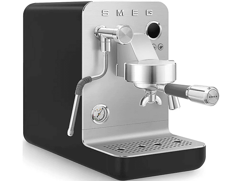 Cafetera espresso - Smeg EMC02BLMEU, 15 bar, 1700 W, 2 tazas, Negro, Acero inoxidable