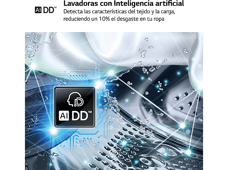 Lavadora carga frontal - LG F4WR5510A0W, Serie 550, 10 kg, 1400 rpm, 14 Programas, AI Direct Drive™, Steam™, Autodosificación, Blanco