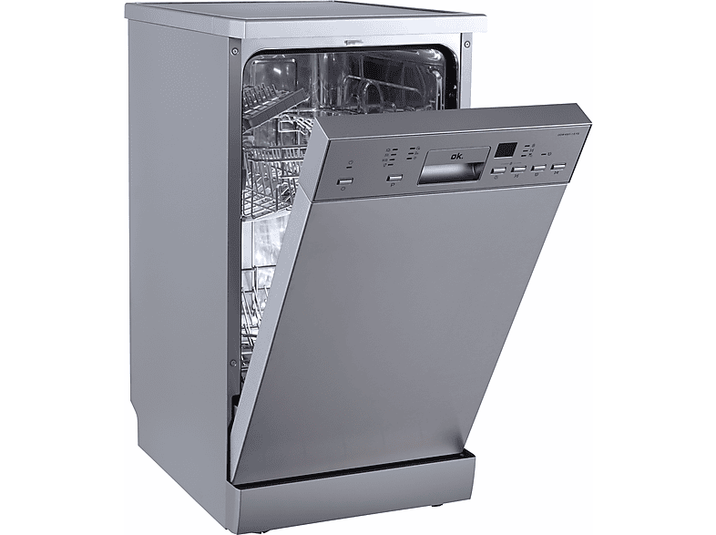 Lavavajillas - OK . ODW 4551-1 E FS, Libre Instalación, 45cm Ancho, 7 Programas, Silver