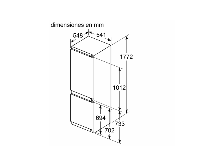 Frigorífico combi integrable - Bosch KIN86VFE0, Semi Frost, 177.2 cm, 260 l, Vita Fresh, Blanco