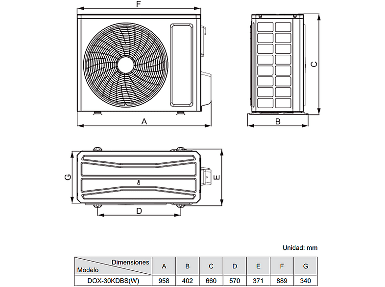 Aire acondicionado por conductos - Daitsu SPLIT ATLAS CONDUCTOS ACD 30K DBS, 29000 fg/h, Función Inverter, Gris