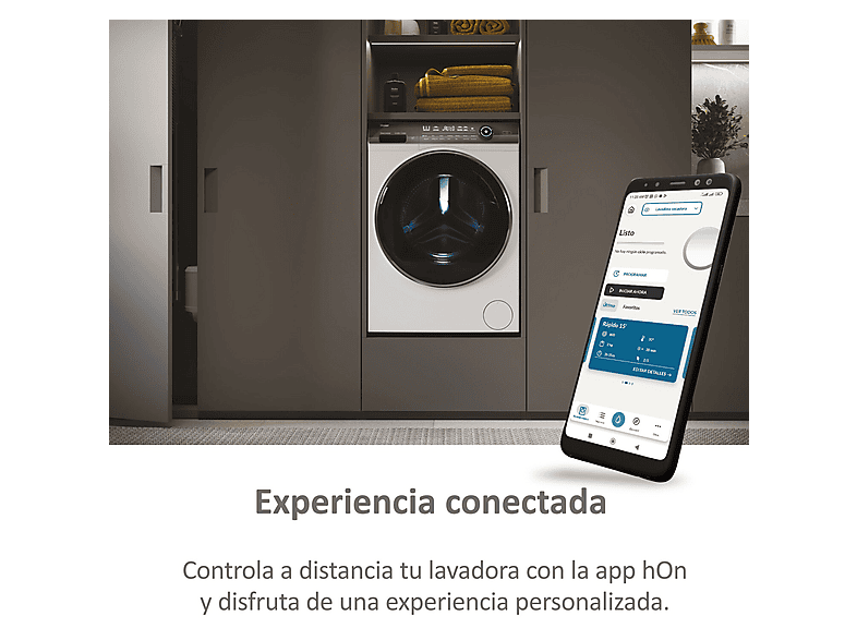 Lavadora carga frontal - Haier I-Pro Series 7 Plus HW110B14979EUGIB, 11 kg, 1400 rpm, Motor Direct Motion, Clase A-30%, Función vapor, Wi-fi, Blanco