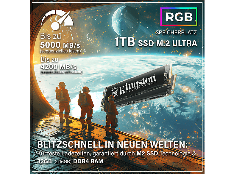 PC Gaming - Hyper Byte Gen2 4K Gaming, AMD Ryzen 7 5700G, 16 GB RAM, 1 TB SSD, Radeon™ RX Vega, Windows 11 Pro, Negro