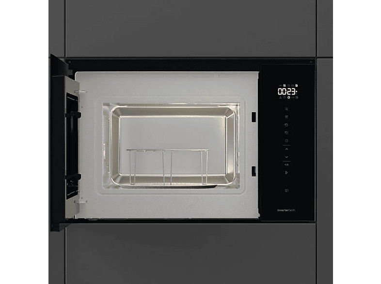 Microondas con grill integrable - Hisense 1814038, 1 kW, 5 potencia, 25 l, Cristal negro