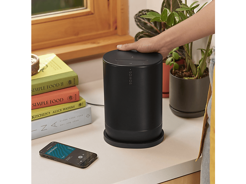 Altavoz inalámbrico - Sonos Move Gen2, Doméstico portátil, Bluetooth y Wifi, Autonomía 24 h, Control táctil, Impermeable, Negro