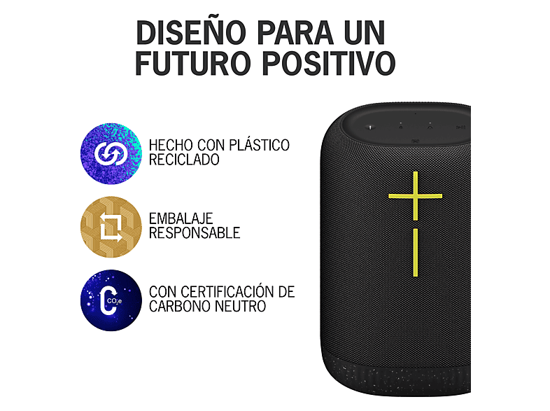 Altavoz inalámbrico - Ultimate Ears EPICBOOM, Bluetooth, 94 dBC, 17 horas, USB-C, EQ adaptativo, Sonido 360º, Emparejable, Clasificación IP67, Negro
