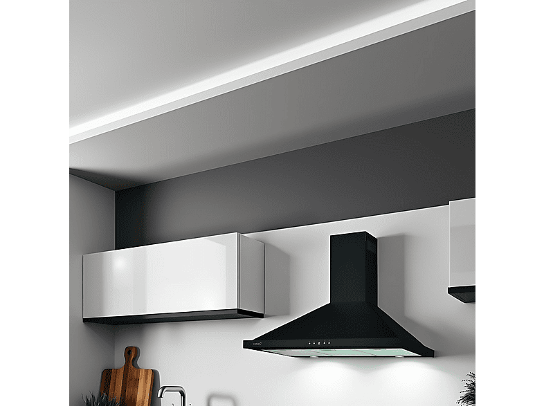 Campana decorativa - Cata BETA PRO 9000 BK, 3 velocidades, 561 m³/h, 90 cm, Negro