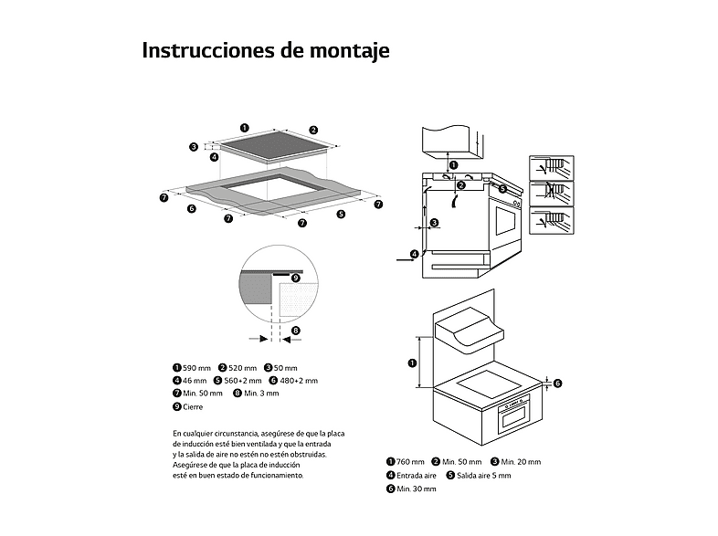 Placa inducción - LG CBIZ2437B, 4 Zonas, 2 Zonas Flex, 59 cm, Cristal Negro