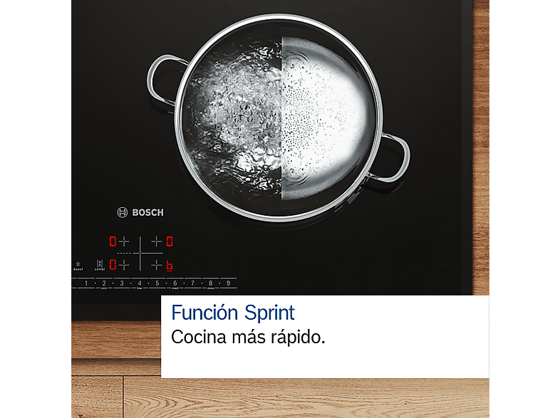 Placa inducción - Bosch PID612BB1E, Zona de Cocción Triple, Zona grande 32 cm, Sprint, Blanco