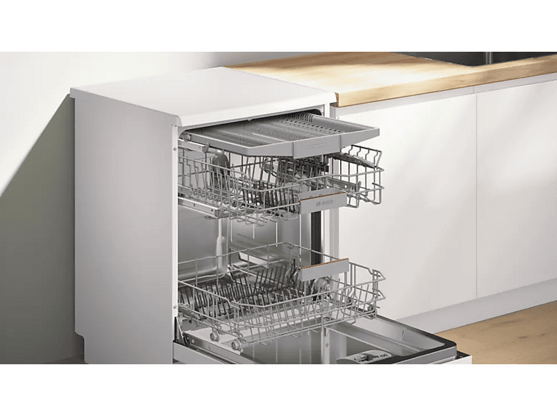 Lavavajillas - Bosch SMS4EMW06E, 14 servicios, 6 programas, 60 cm, Home Connect, RackMatic, Blanco