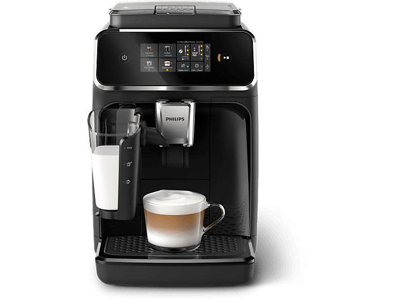 Cafetera superautomática - Philips EP2331/10, LatteGo, Pantalla táctil, 1.8 l, Filtro AquaClean, Negro