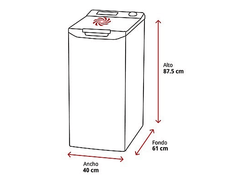 Lavadora carga superior - Midea MF100T70B/W-ES, 7 kg, 1200 rpm, 15 Programas, Monitor LED, Blanco