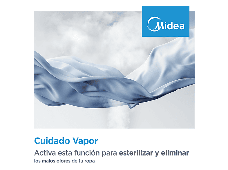 Lavadora carga superior - Midea MF100T80B/W-ES, 8 kg, 1300 rpm, 15 programas, Display, Blanco