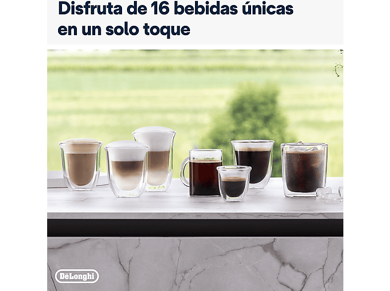 Cafetera superautomática - De Longhi, De'Longhi Rivelia EXAM440.55.G, 1450W, 19 bar, Molinillo integrado, LatteCremaHot, Depósito leche, Táctil, Gris