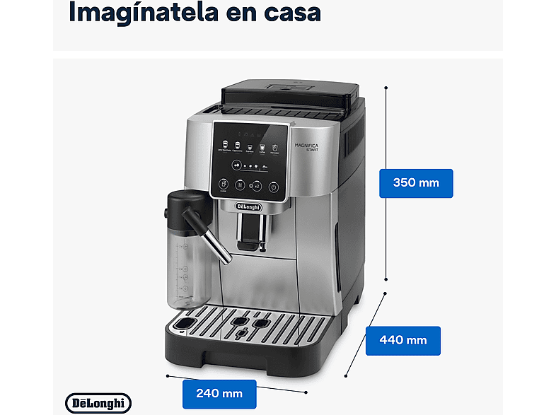 Cafetera superautomática - De Longhi, De'Longhi Magnifica Start Milk, ECAM220.80.SB, 1450W, 15bar, Molinillo integrado,Depósito leche,Táctil