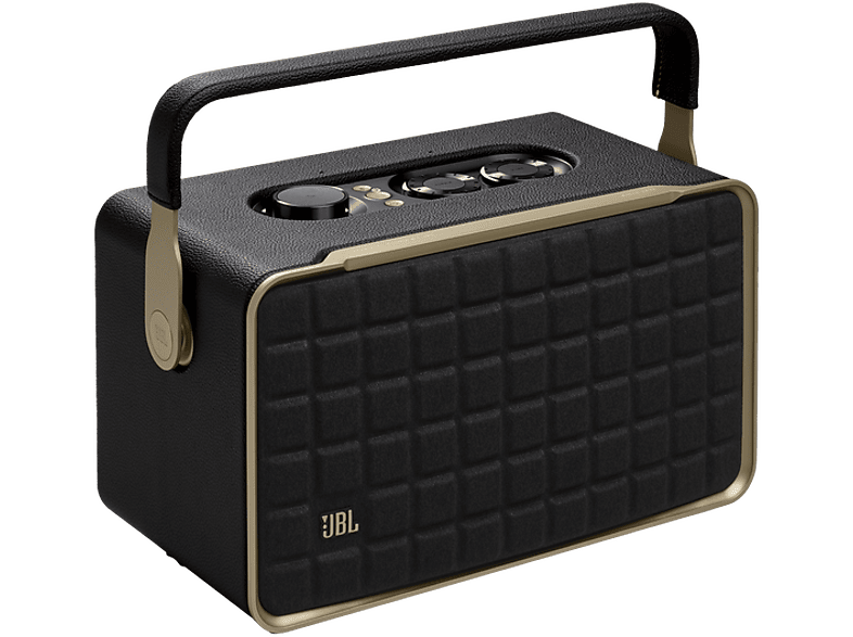 Altavoz estéreo - JBL Authentics 300, 100W, Bluetooth, Wi-Fi, asistentes de voz Google y Alexa, batería con autonomía 8h, diseño retro, Negro