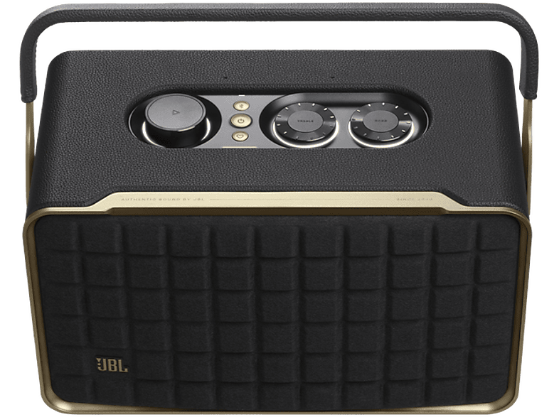 Altavoz estéreo - JBL Authentics 300, 100W, Bluetooth, Wi-Fi, asistentes de voz Google y Alexa, batería con autonomía 8h, diseño retro, Negro