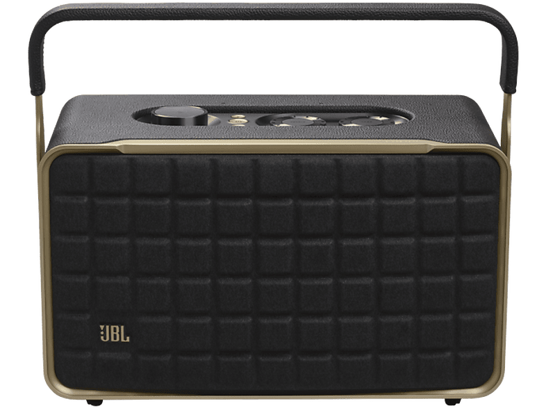 Altavoz estéreo - JBL Authentics 300, 100W, Bluetooth, Wi-Fi, asistentes de voz Google y Alexa, batería con autonomía 8h, diseño retro, Negro