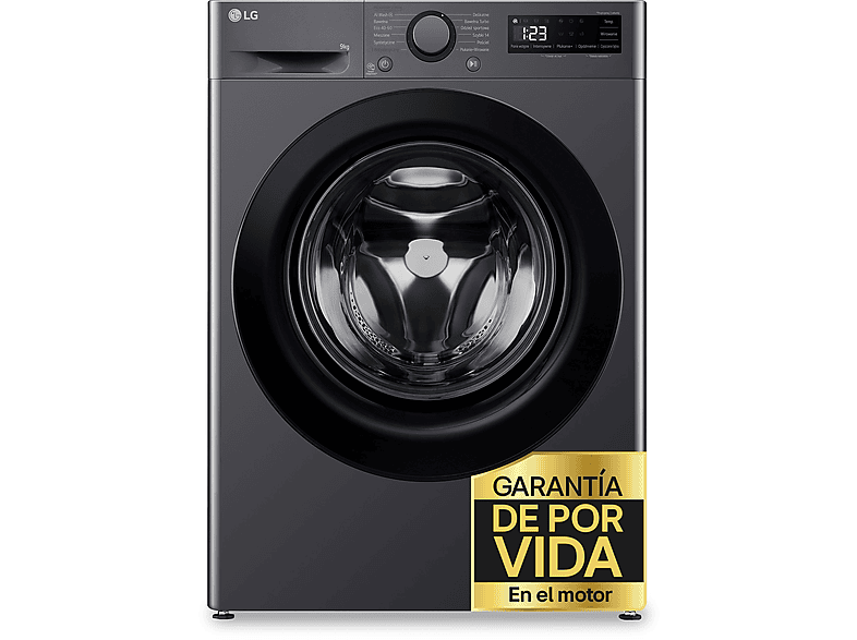 Lavadora carga frontal - LG F4WR5009A6M, Serie 500, 9 kg, 1400 rpm, 11 Programas, AI Direct Drive™, Steam™, Inox grafito antihuellas