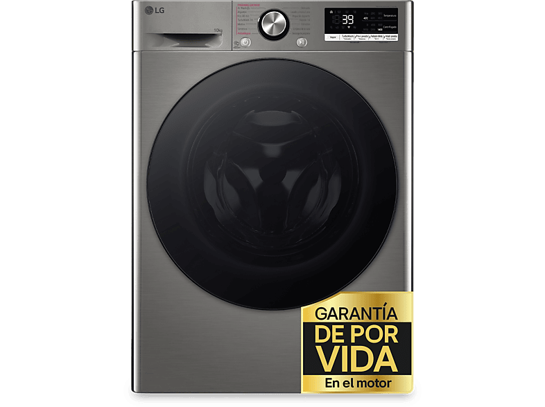 Lavadora carga frontal - LG F4WR7010AGS, Serie 700, 10 kg, 1400 rpm, 14 Programas, Steam™, Clase A-10%, Inox antihuellas