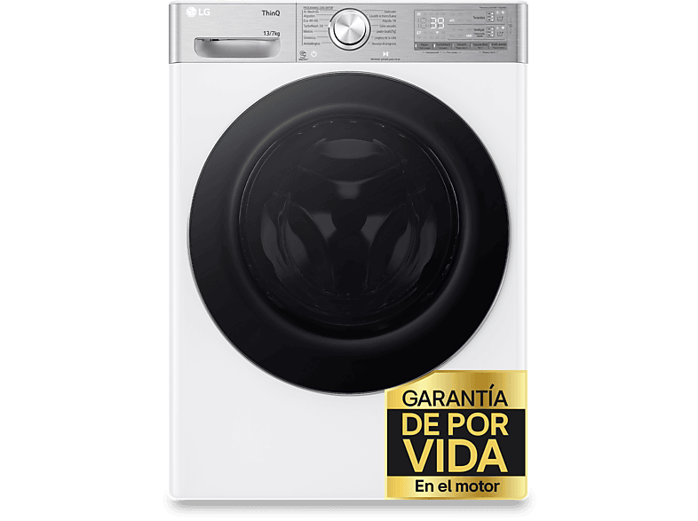 Lavadora secadora - LG F4DR9513A2W, 13 Kg + 7 Kg, 1400 rpm, 14 programas, AI Direct Drive™, TurboWash™360, Autodosificación, Blanco