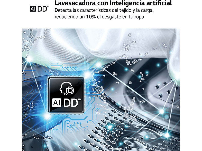 Lavadora secadora - LG F4DR9513A2W, 13 Kg + 7 Kg, 1400 rpm, 14 programas, AI Direct Drive™, TurboWash™360, Autodosificación, Blanco