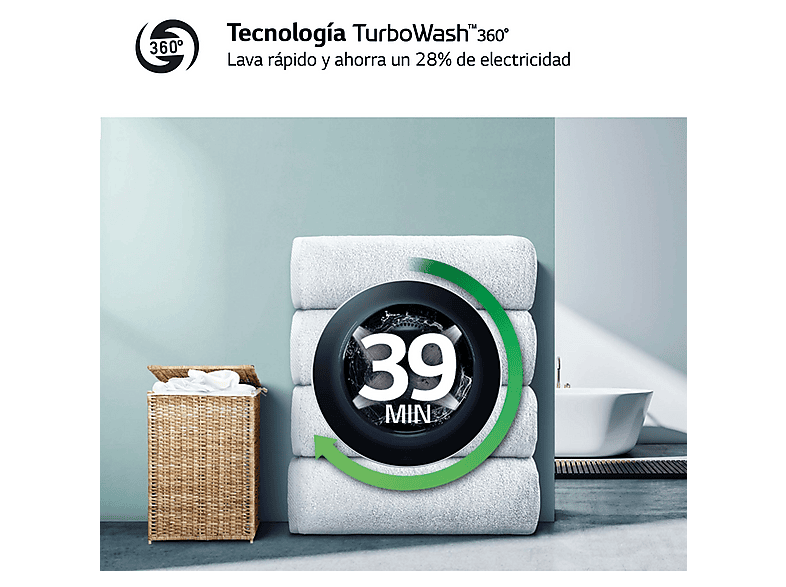 Lavadora secadora - LG F4DR9513A2W, 13 Kg + 7 Kg, 1400 rpm, 14 programas, AI Direct Drive™, TurboWash™360, Autodosificación, Blanco