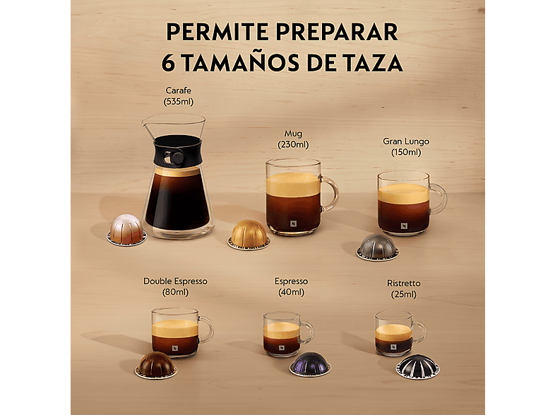 Cafetera de cápsulas - De Longhi, De'Longhi Nespresso® Vertuo Lattissima ENV300.W, 1500 W, 1.6 l, Depósito de leche, Calentamiento 30s, Blanco