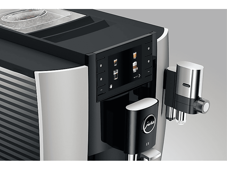 Cafetera superautomática - Jura E8, 15 bar, 1450W, 2 tazas, 17 programas, Pantalla a color, Platino
