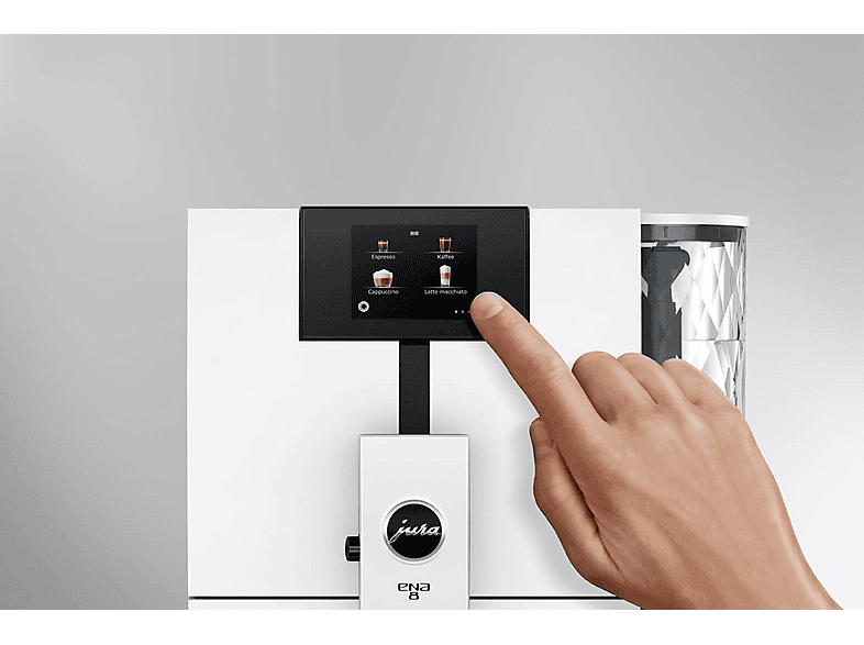 Cafetera superautomática - Jura Ena 8 Full Nordic EC, 15 bar, 1450W, 2 tazas, Espuma fina, Café en grano, WiFi, Blanco