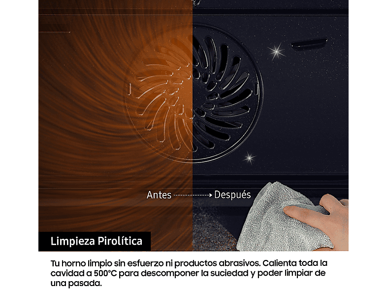 Horno - Samsung NV7B41301AS/U1, Multifunción, Pirolítico, 76l, 59.5 cm, WiFi, Inox