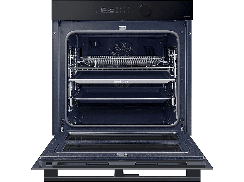 Horno de vapor - Samsung NV7B5750TDK/U1, Multifunción, Pirolítico, Air Fry, 76l, 59.5 cm, Dual Cook Flex, WiFi, Negro