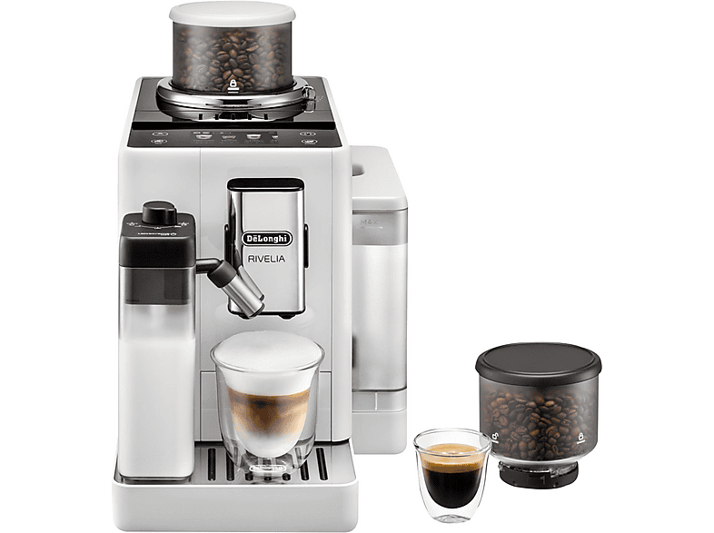 Máquina espresso - Delonghi Rivelia EXAM440.55.W, 19 bar, 1450 W, 0,7 l, 2 tazas, Blanco