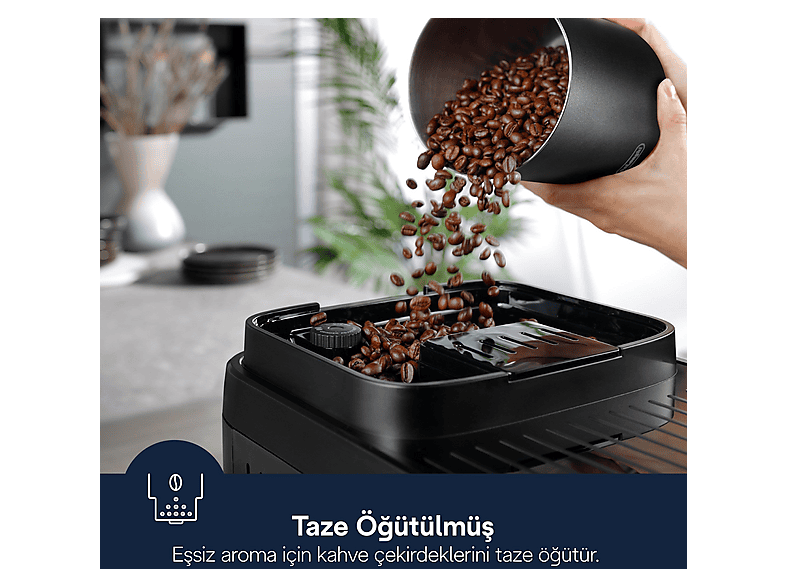 Máquina espresso - Delonghi Magnifica Evo Next, 15 bar, 1450 W, 2 tazas, Negro