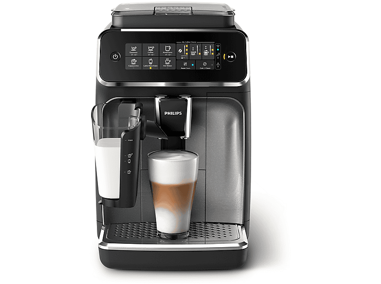 Máquina espresso - Philips 3200 series EP3546/70, 15 bar, 1500 W, 0,26 l, Negro, Acero inoxidable