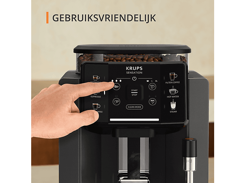 Máquina espresso - Krups Sensation  C50 EA9108, 15 bar, 1450 W, Gris, Negro